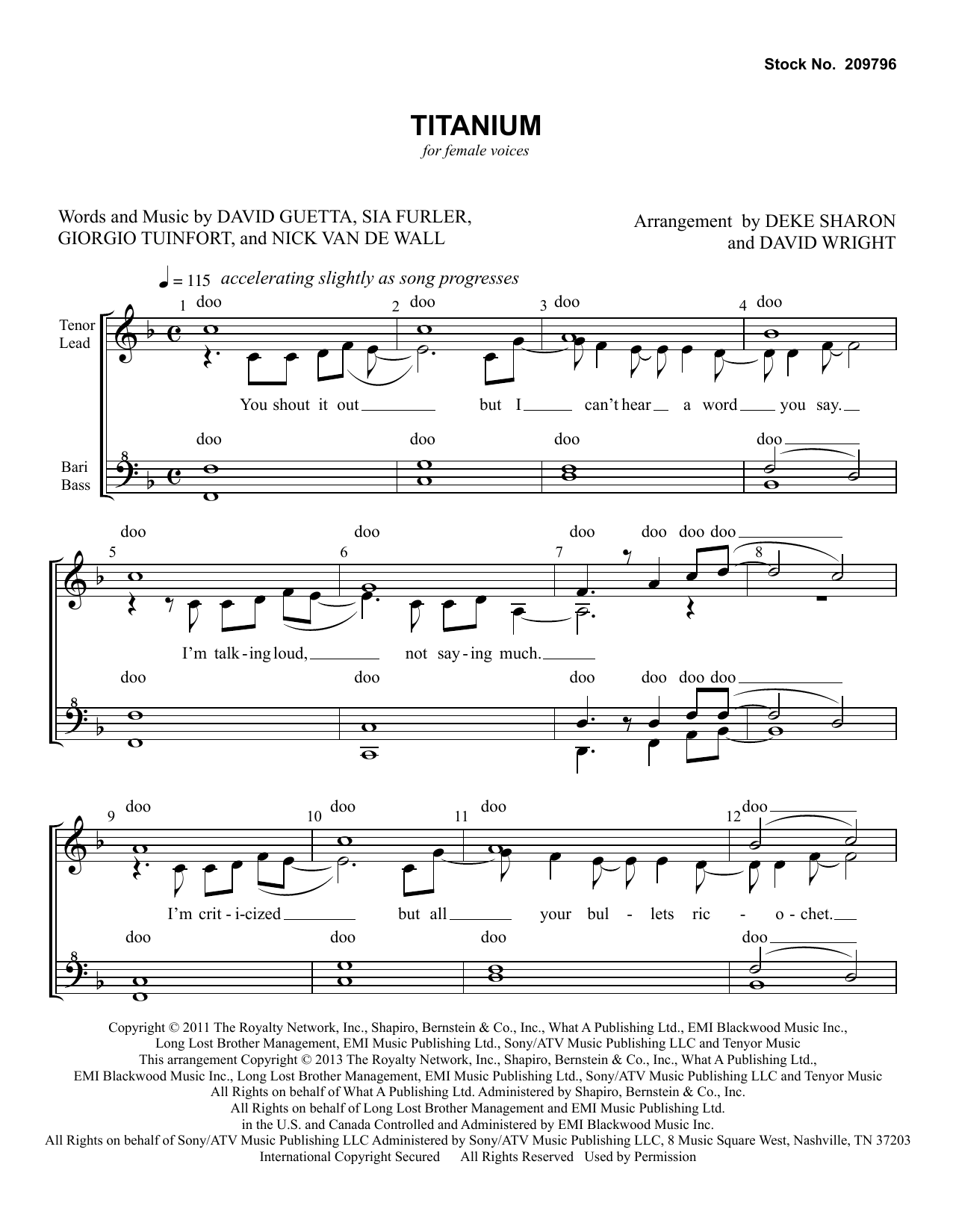 David Guetta Titanium (feat. Sia) (arr. Deke Sharon, David Wright) Sheet Music Notes & Chords for SSA Choir - Download or Print PDF