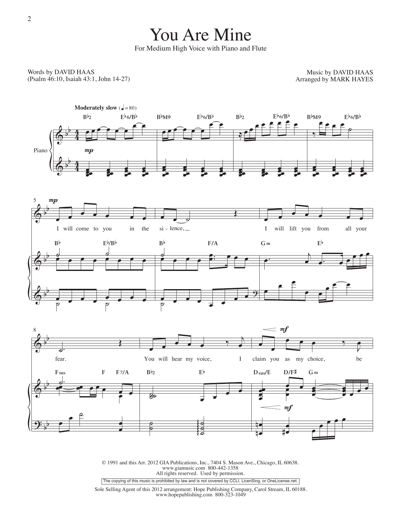 David Haas You Are Mine Sheet Music Notes & Chords for Piano & Vocal - Download or Print PDF