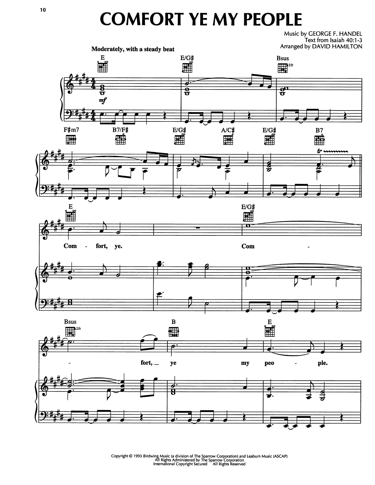 David Hamilton Comfort Ye My People Sheet Music Notes & Chords for Piano, Vocal & Guitar Chords (Right-Hand Melody) - Download or Print PDF