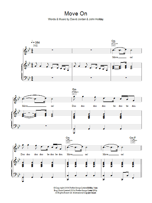David Jordan Move On Sheet Music Notes & Chords for Piano, Vocal & Guitar - Download or Print PDF