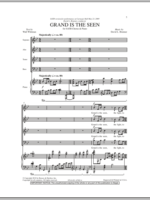 David L. Brunner Grand Is The Seen Sheet Music Notes & Chords for SATB - Download or Print PDF