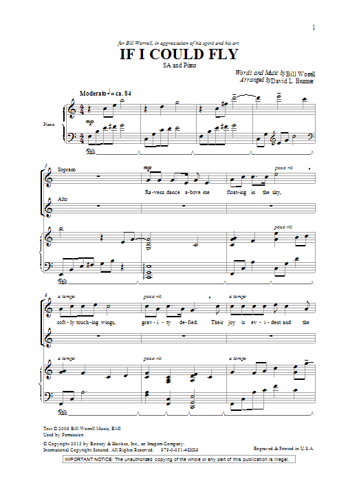 David L. Brunner If I Could Fly Sheet Music Notes & Chords for 2-Part Choir - Download or Print PDF