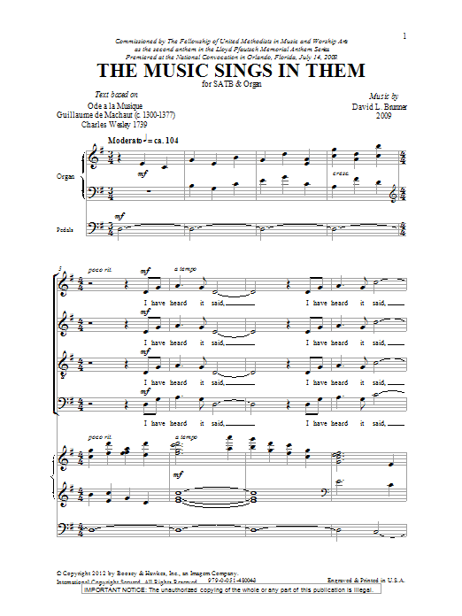 David L. Brunner The Music Sings In Them Sheet Music Notes & Chords for SATB - Download or Print PDF