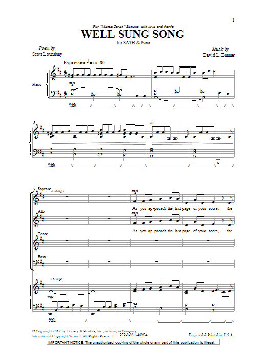 David L. Brunner Well Sung Song Sheet Music Notes & Chords for SATB - Download or Print PDF