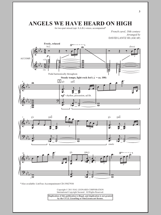 David Lantz III Angels We Have Heard On High Sheet Music Notes & Chords for 2-Part Choir - Download or Print PDF