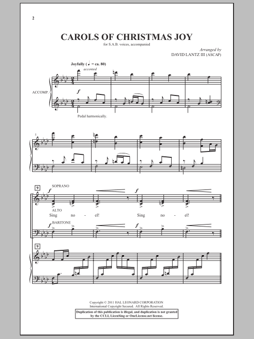 David Lantz III Carols Of Christmas Joy Sheet Music Notes & Chords for SAB - Download or Print PDF