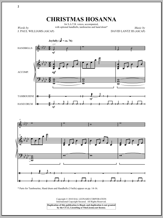 David Lantz III Christmas Hosanna Sheet Music Notes & Chords for SATB - Download or Print PDF