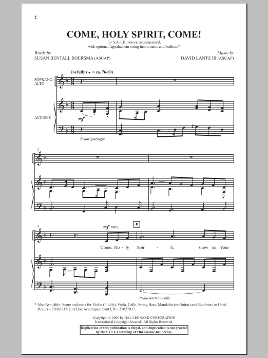 David Lantz III Come, Holy Spirit, Come! Sheet Music Notes & Chords for SATB - Download or Print PDF