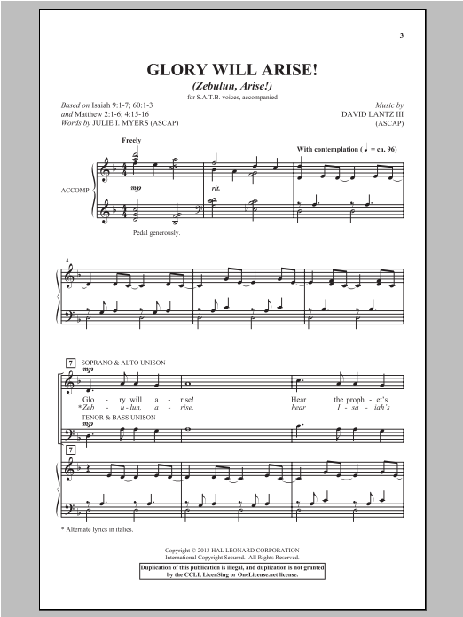 David Lantz III Glory Will Arise! (Zebulun, Arise) Sheet Music Notes & Chords for SATB - Download or Print PDF