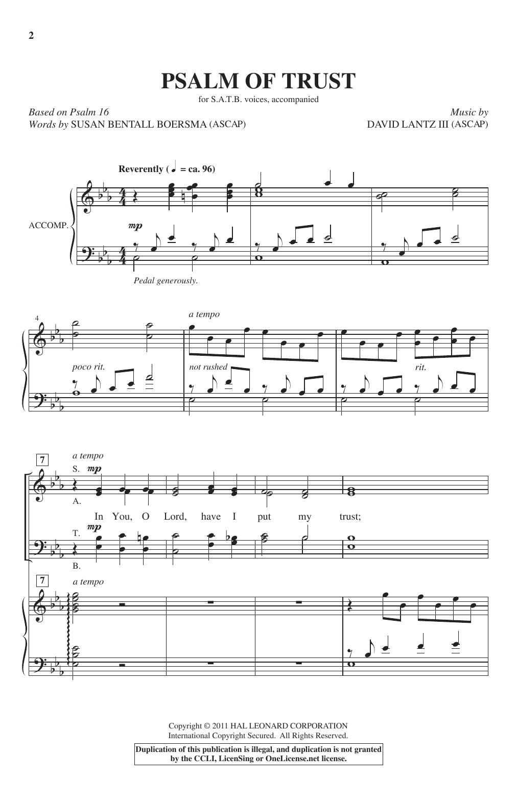 David Lantz III Psalm Of Trust Sheet Music Notes & Chords for SATB - Download or Print PDF