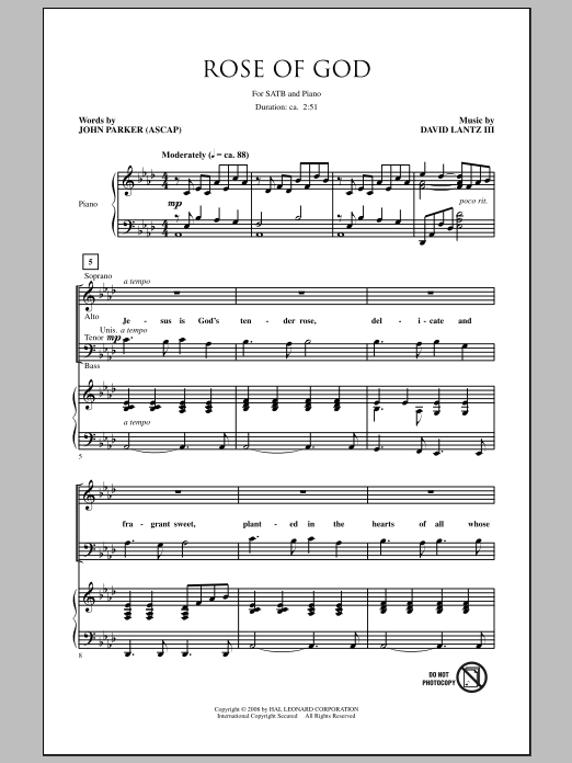 David Lantz III Rose Of God Sheet Music Notes & Chords for SATB - Download or Print PDF