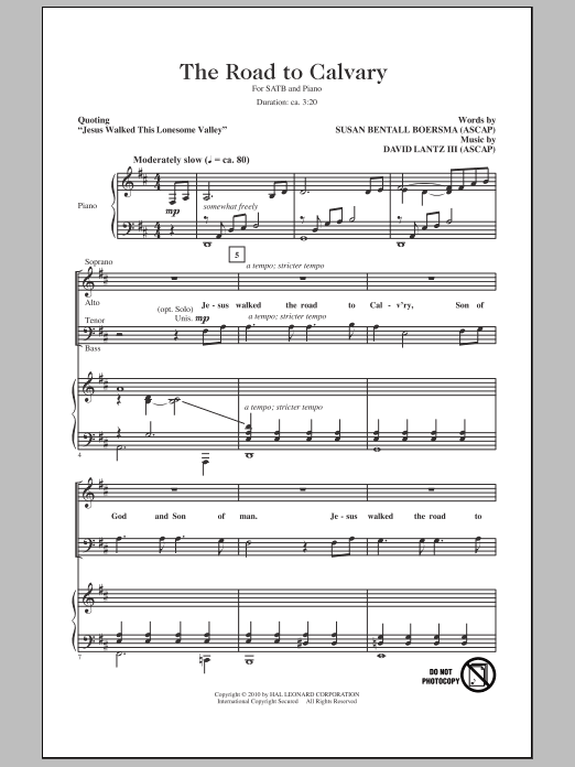 David Lantz III The Road To Calvary Sheet Music Notes & Chords for SATB - Download or Print PDF