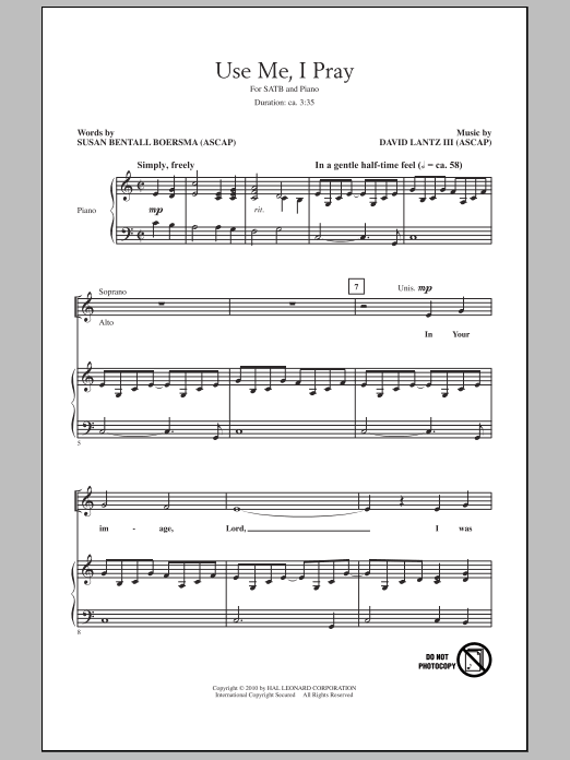 David Lantz III Use Me, I Pray Sheet Music Notes & Chords for SATB - Download or Print PDF