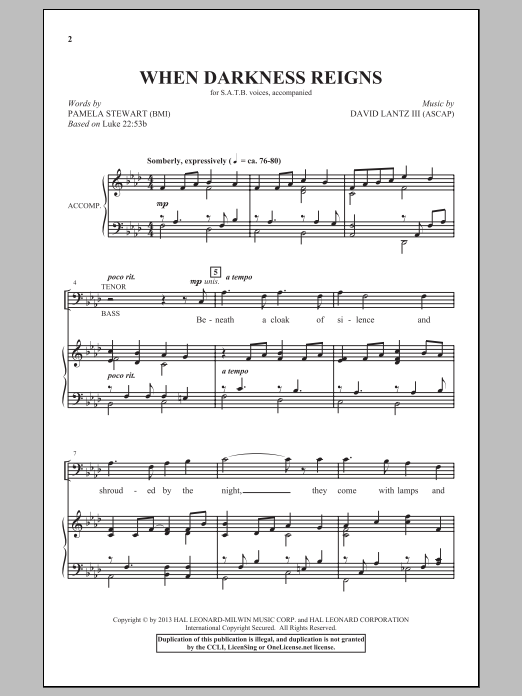 David Lantz III When Darkness Reigns Sheet Music Notes & Chords for SATB - Download or Print PDF