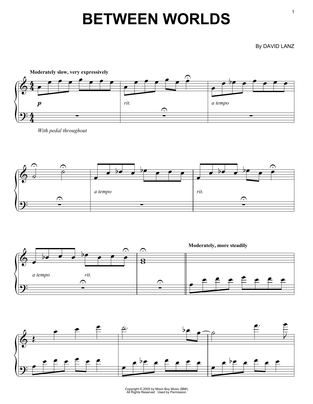 David Lanz & Gary Stroutsos Between Worlds Sheet Music Notes & Chords for Piano Solo - Download or Print PDF