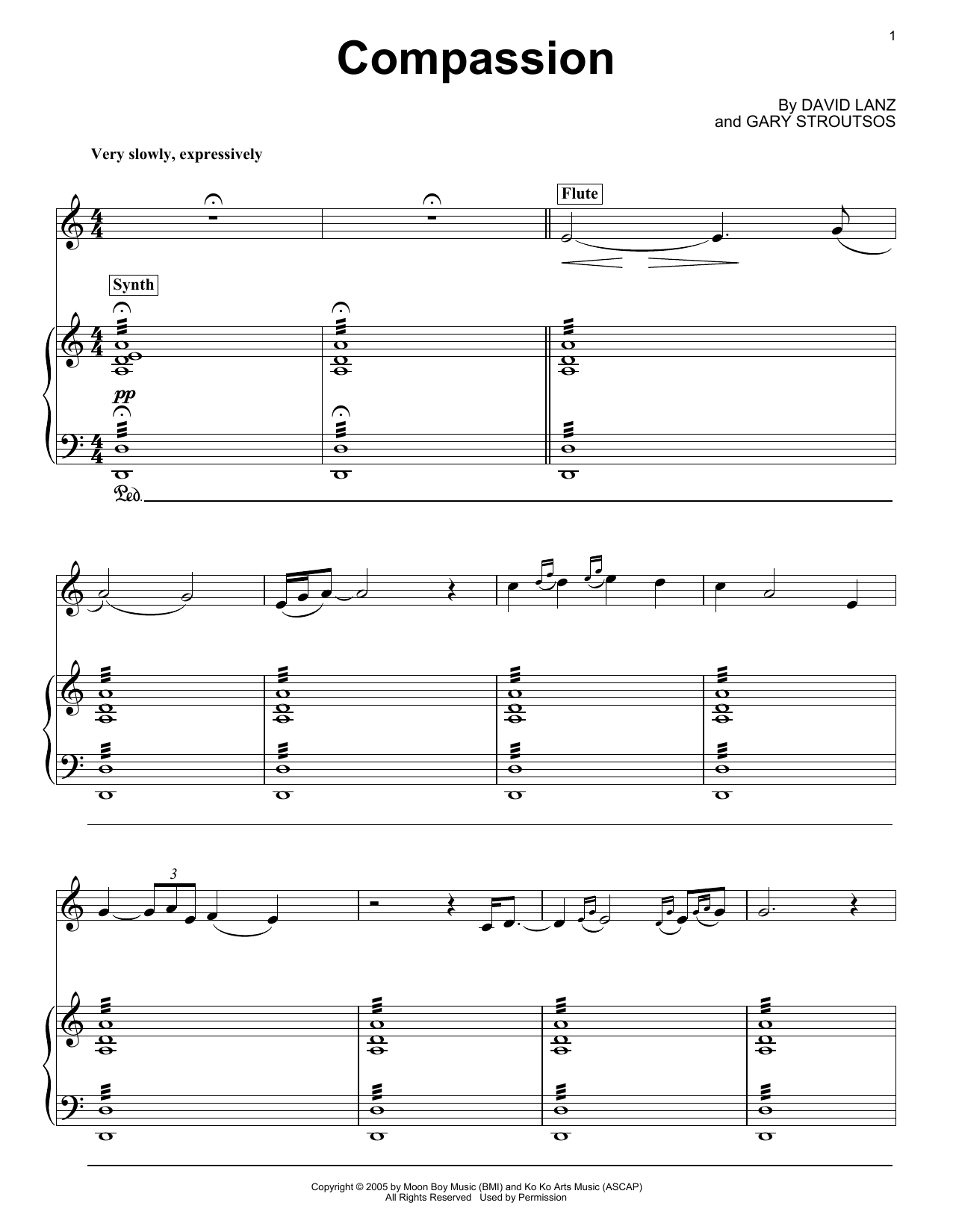 David Lanz & Gary Stroutsos Compassion Sheet Music Notes & Chords for Piano Solo - Download or Print PDF