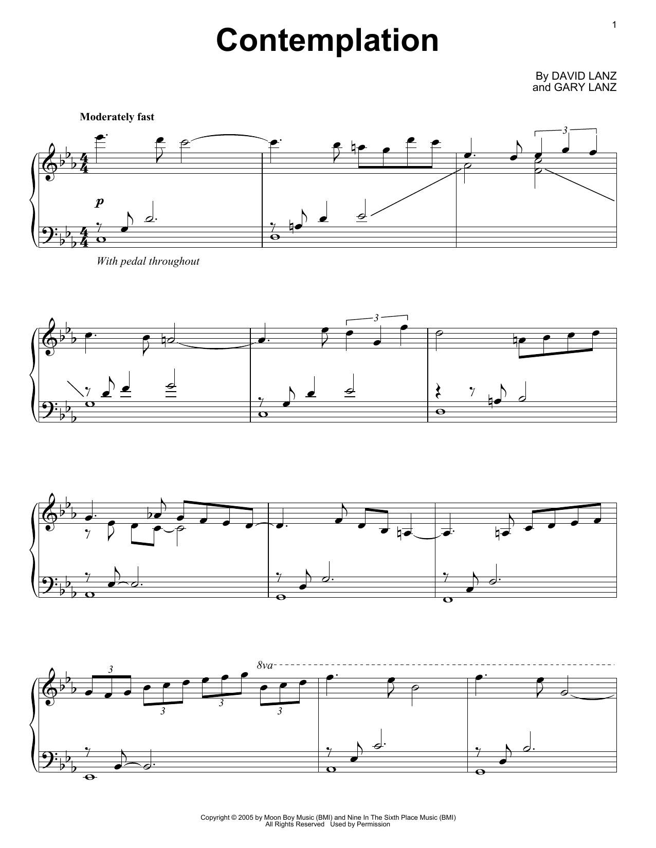 David Lanz & Gary Stroutsos Contemplation Sheet Music Notes & Chords for Piano Solo - Download or Print PDF
