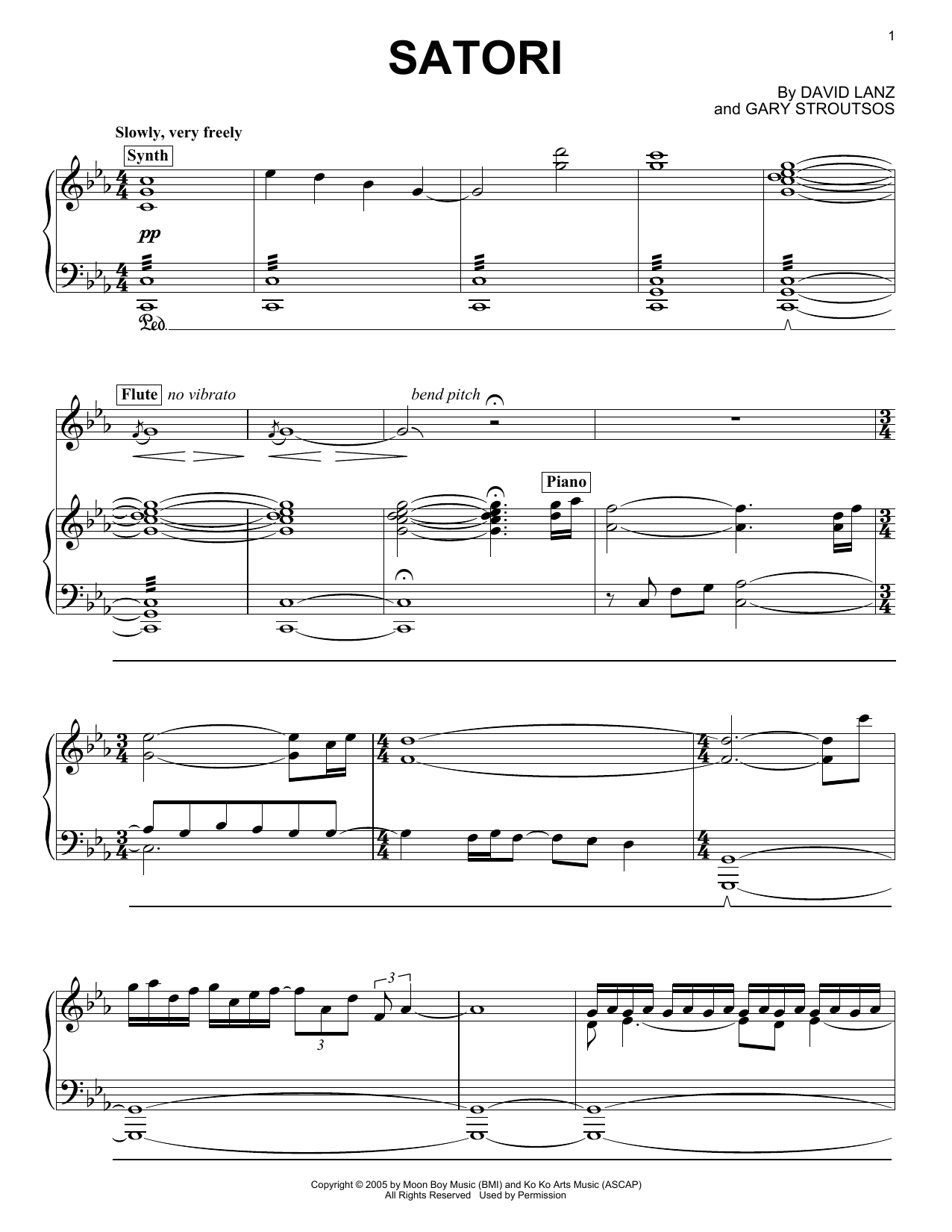 David Lanz & Gary Stroutsos Satori Sheet Music Notes & Chords for Piano Solo - Download or Print PDF