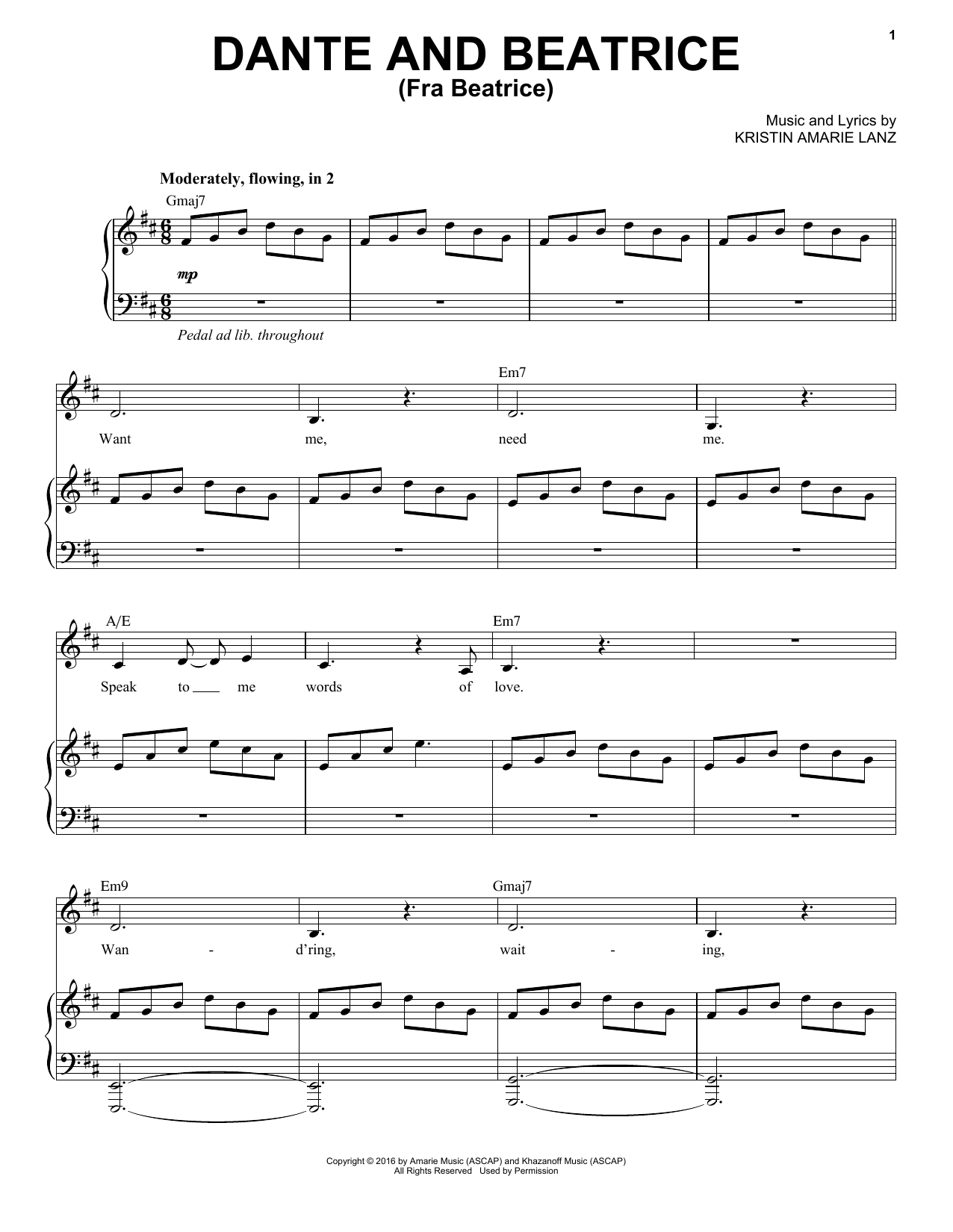 David Lanz & Kristin Amarie Beatrice and Dante Sheet Music Notes & Chords for Piano Solo - Download or Print PDF