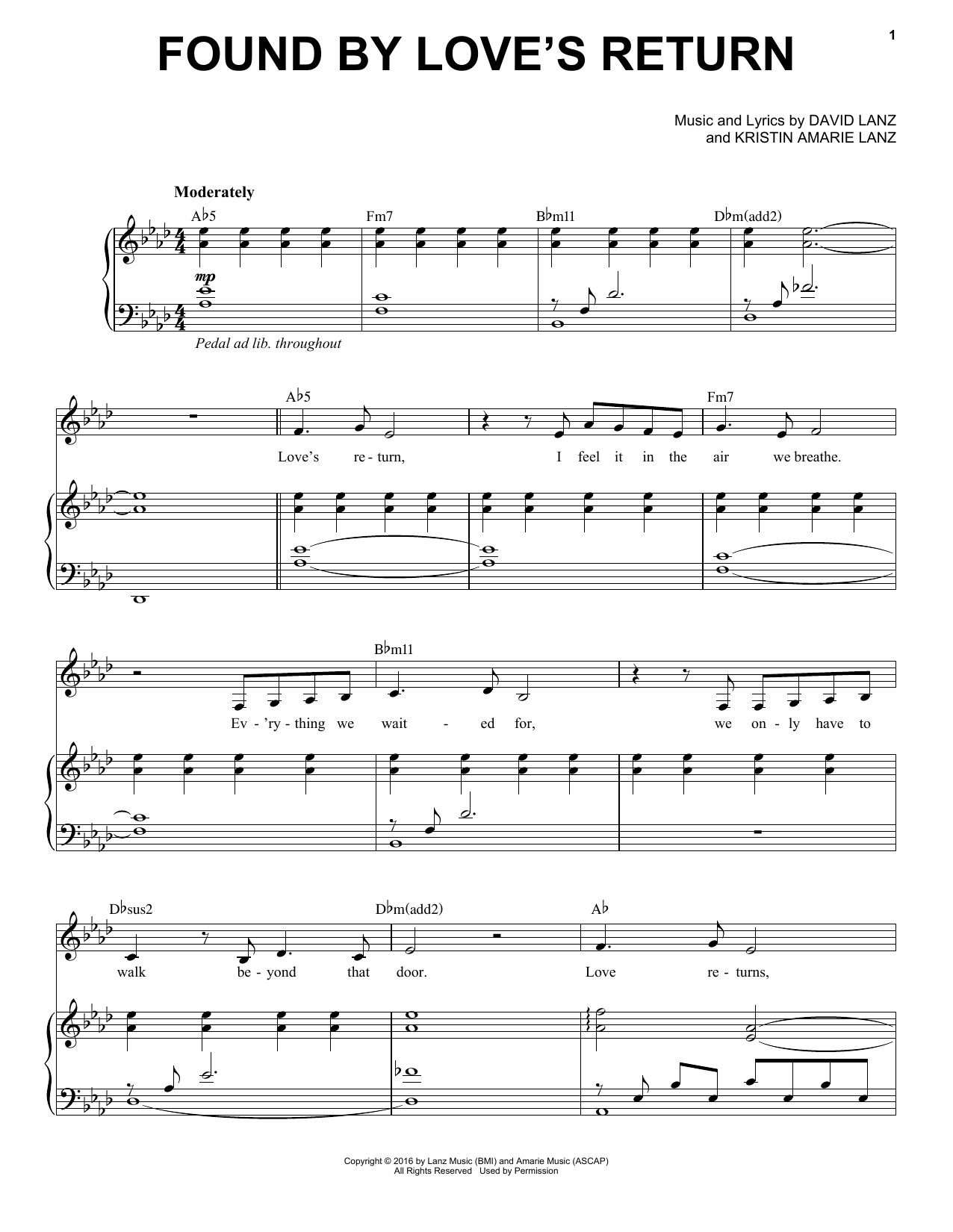 David Lanz & Kristin Amarie Found by Love's Return Sheet Music Notes & Chords for Piano Solo - Download or Print PDF
