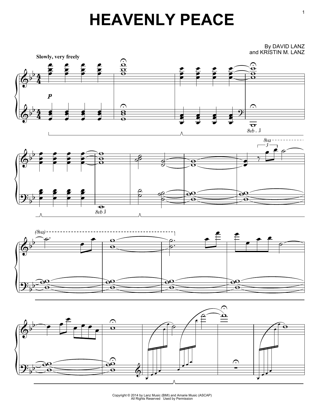 David Lanz & Kristin Amarie Heavenly Peace Sheet Music Notes & Chords for Piano Solo - Download or Print PDF