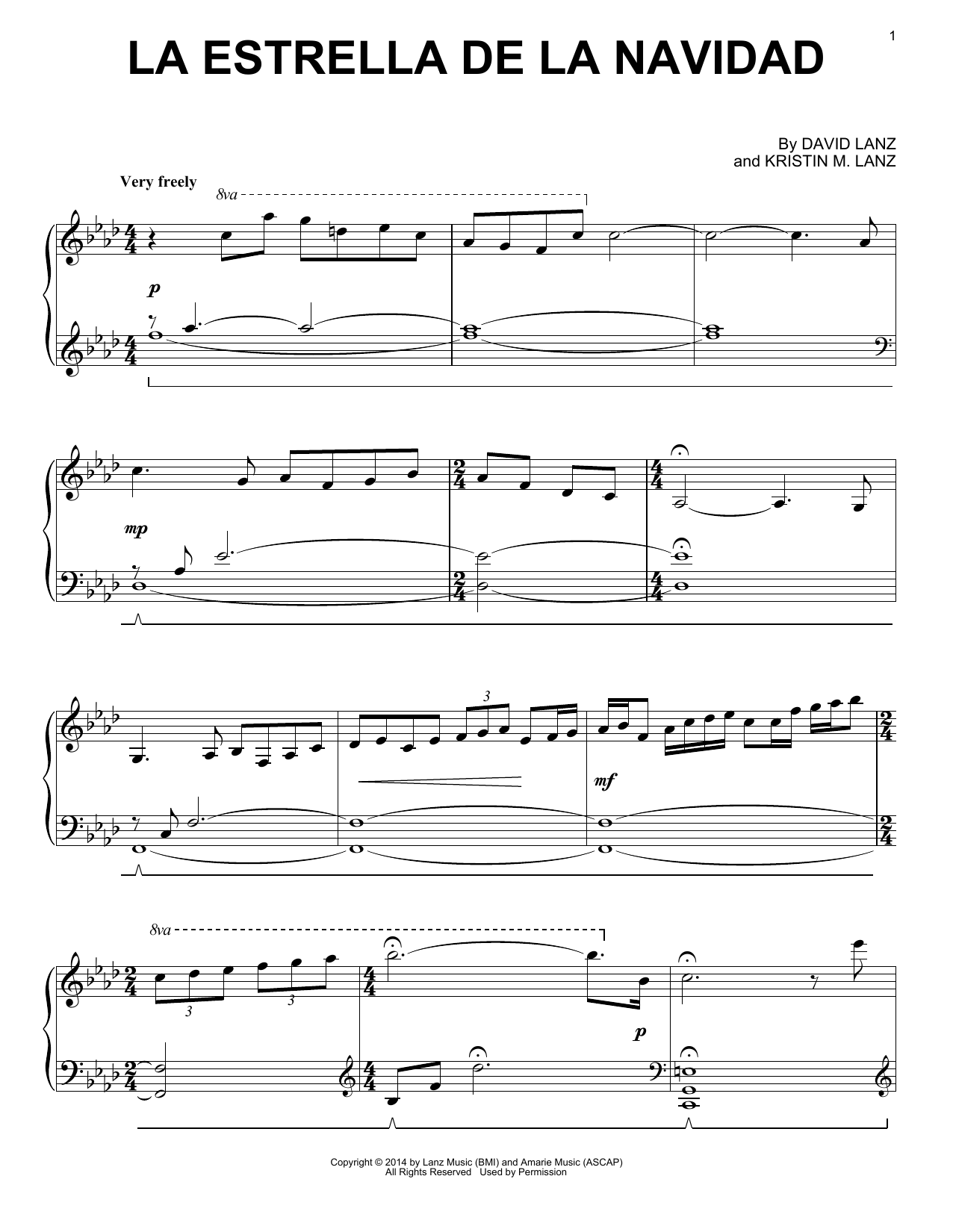 David Lanz & Kristin Amarie La Estrella De La Navidad Sheet Music Notes & Chords for Piano Solo - Download or Print PDF