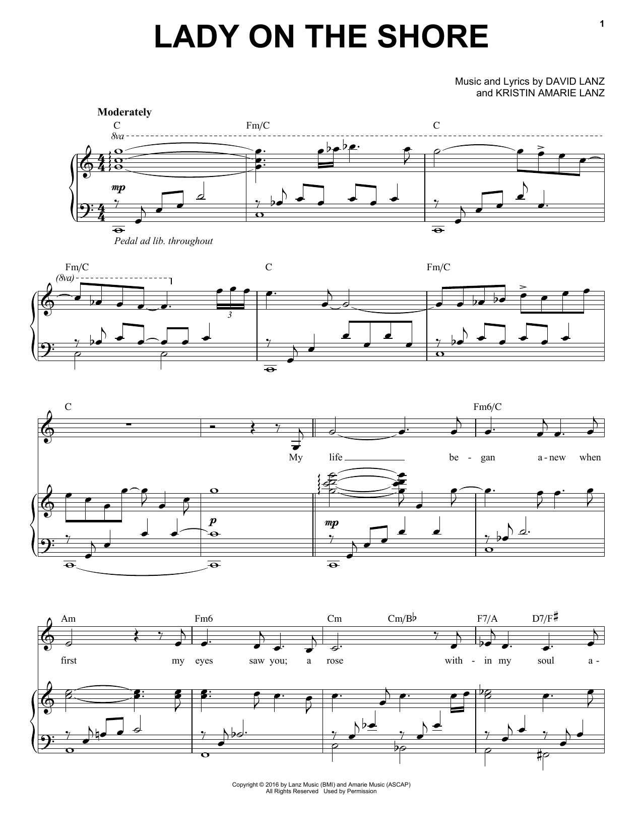 David Lanz & Kristin Amarie Lady on the Shore Sheet Music Notes & Chords for Piano Solo - Download or Print PDF