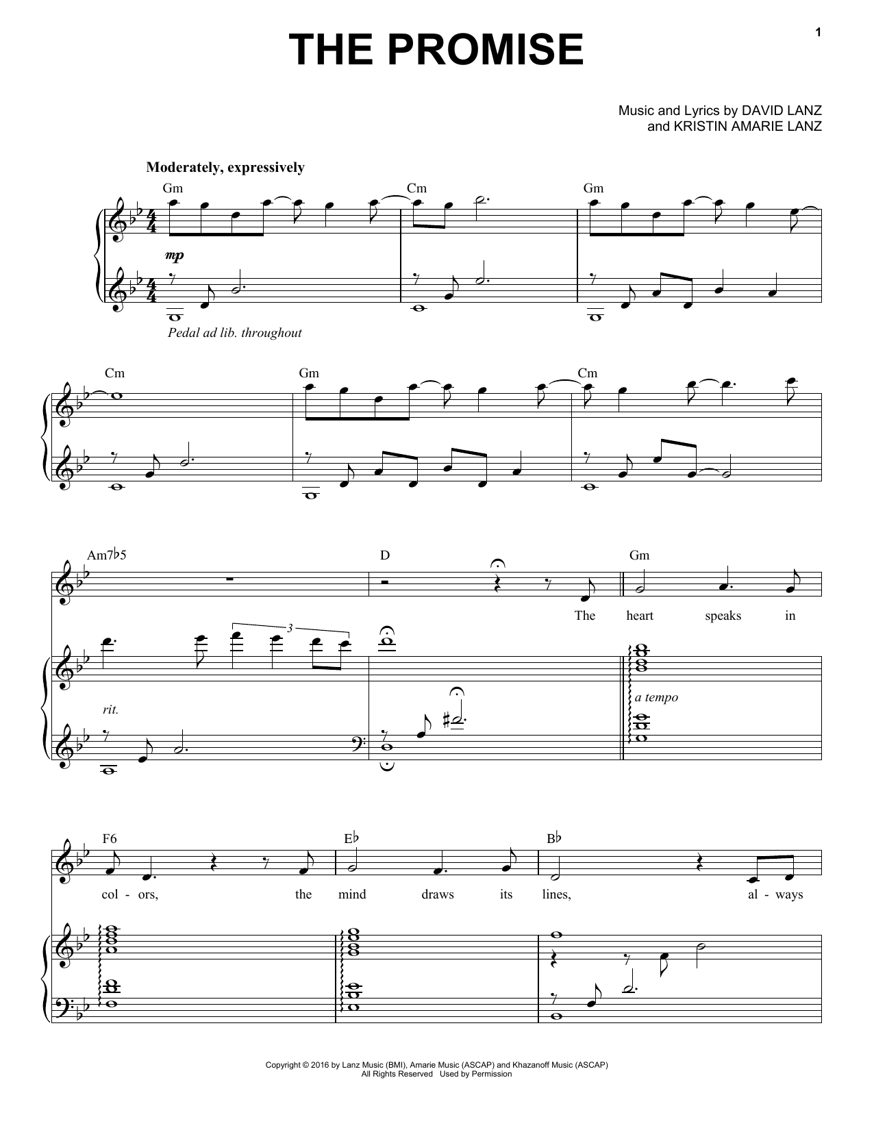 David Lanz & Kristin Amarie The Promise Sheet Music Notes & Chords for Piano Solo - Download or Print PDF