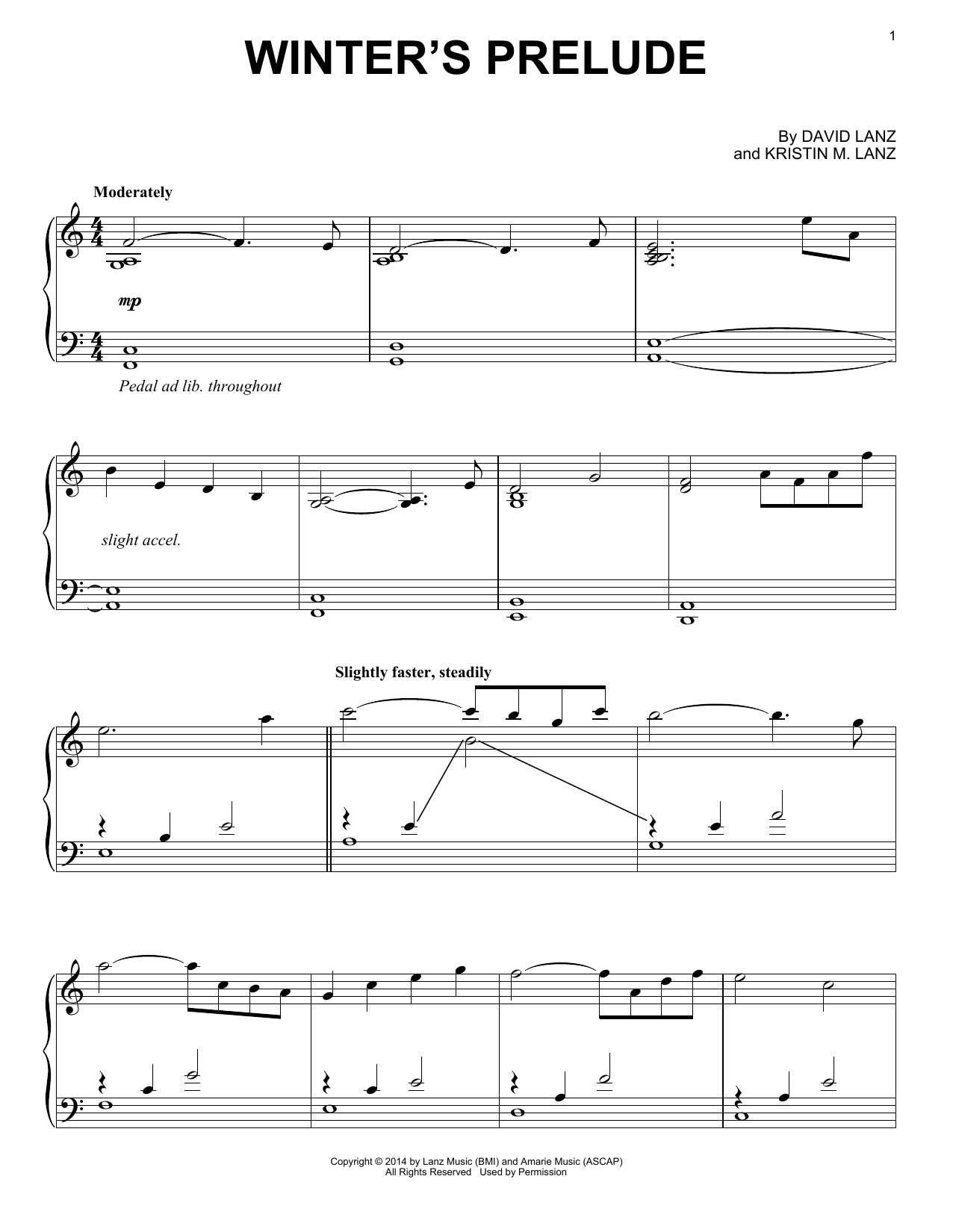 David Lanz & Kristin Amarie Winter's Prelude Sheet Music Notes & Chords for Piano Solo - Download or Print PDF