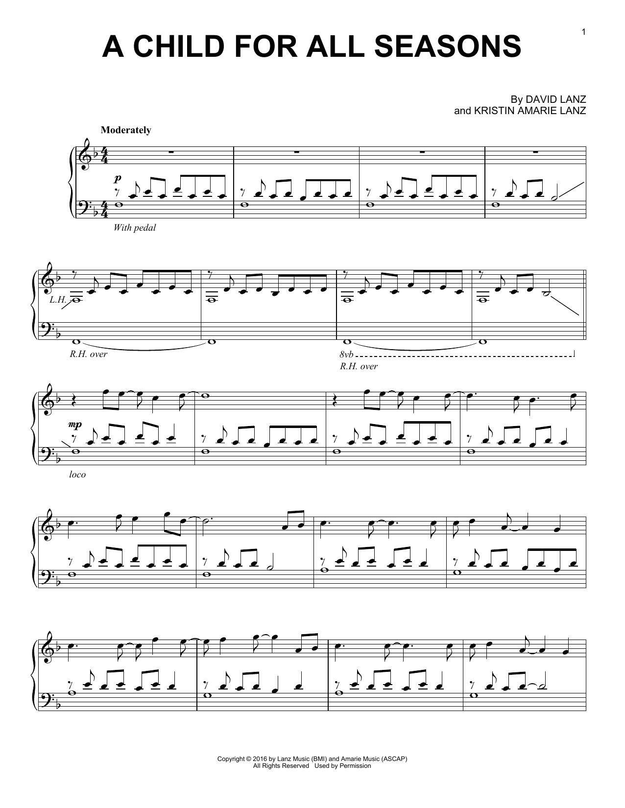 David Lanz A Child For All Seasons Sheet Music Notes & Chords for Piano Solo - Download or Print PDF