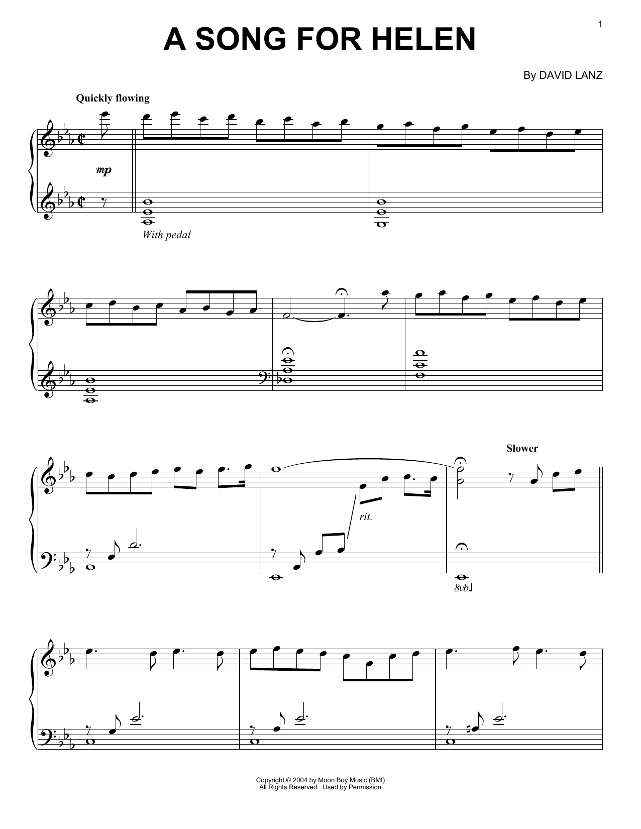 David Lanz A Song For Helen Sheet Music Notes & Chords for Piano Solo - Download or Print PDF