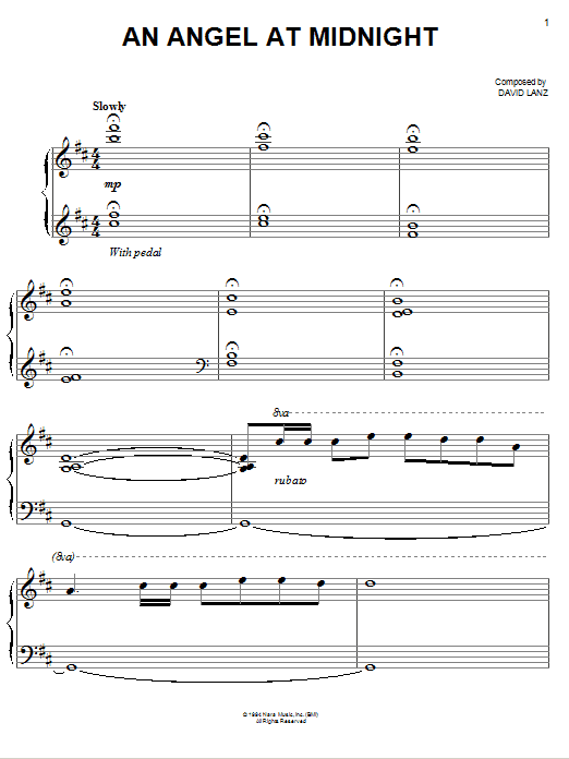 David Lanz An Angel At Midnight Sheet Music Notes & Chords for Easy Piano - Download or Print PDF