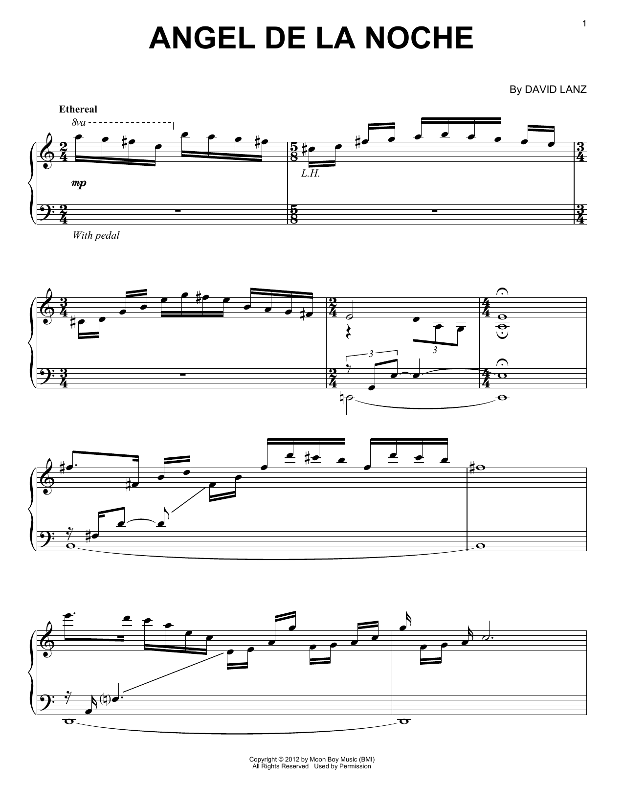 David Lanz Angel De La Noche Sheet Music Notes & Chords for Piano Solo - Download or Print PDF