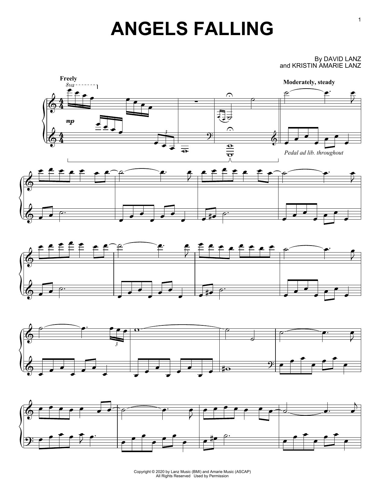 David Lanz Angels Falling Sheet Music Notes & Chords for Piano Solo - Download or Print PDF