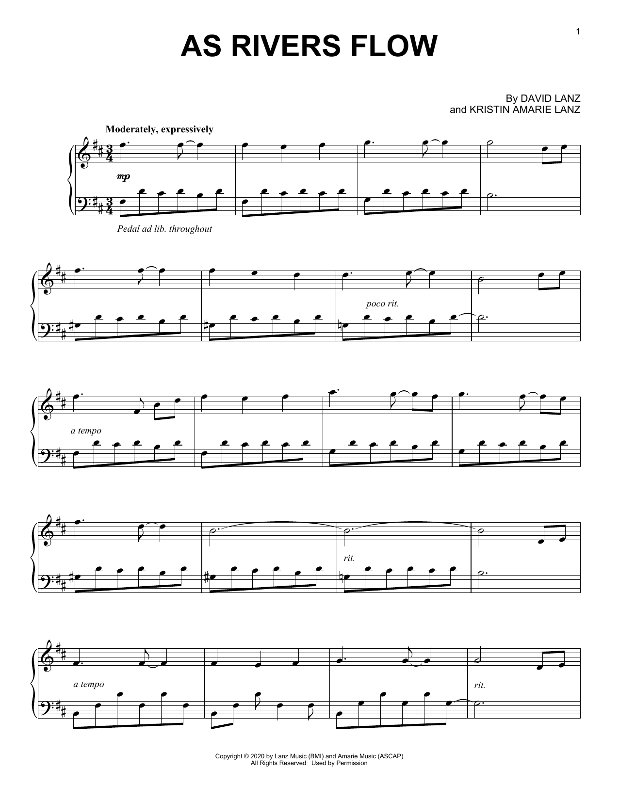 David Lanz As Rivers Flow Sheet Music Notes & Chords for Piano Solo - Download or Print PDF