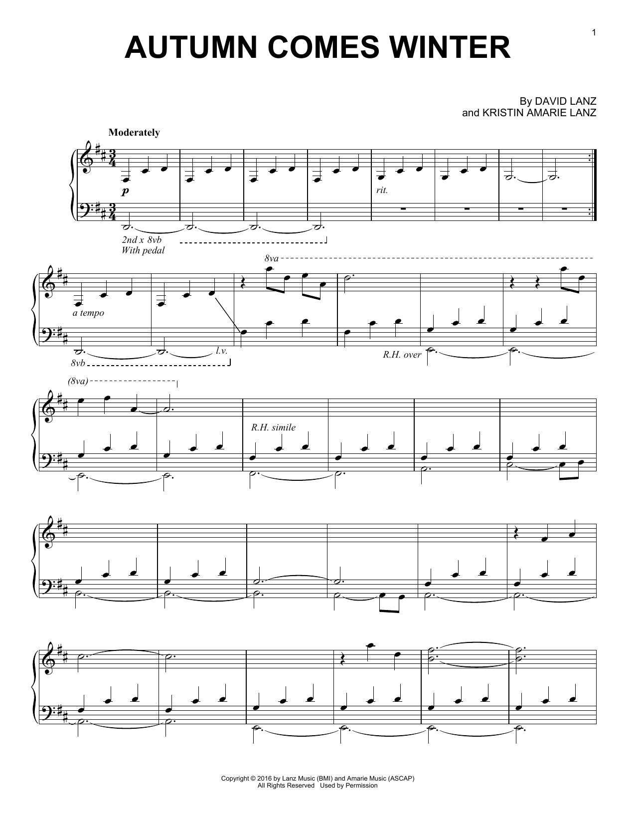 David Lanz Autumn Comes Winter Sheet Music Notes & Chords for Piano Solo - Download or Print PDF