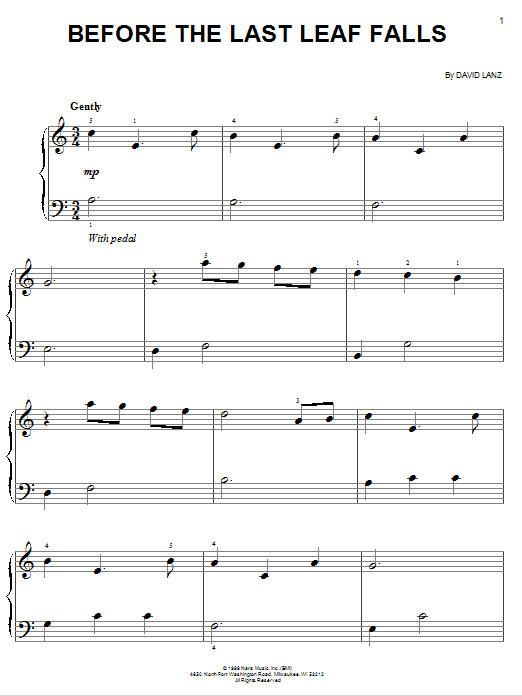 David Lanz Before The Last Leaf Falls Sheet Music Notes & Chords for Piano Solo - Download or Print PDF