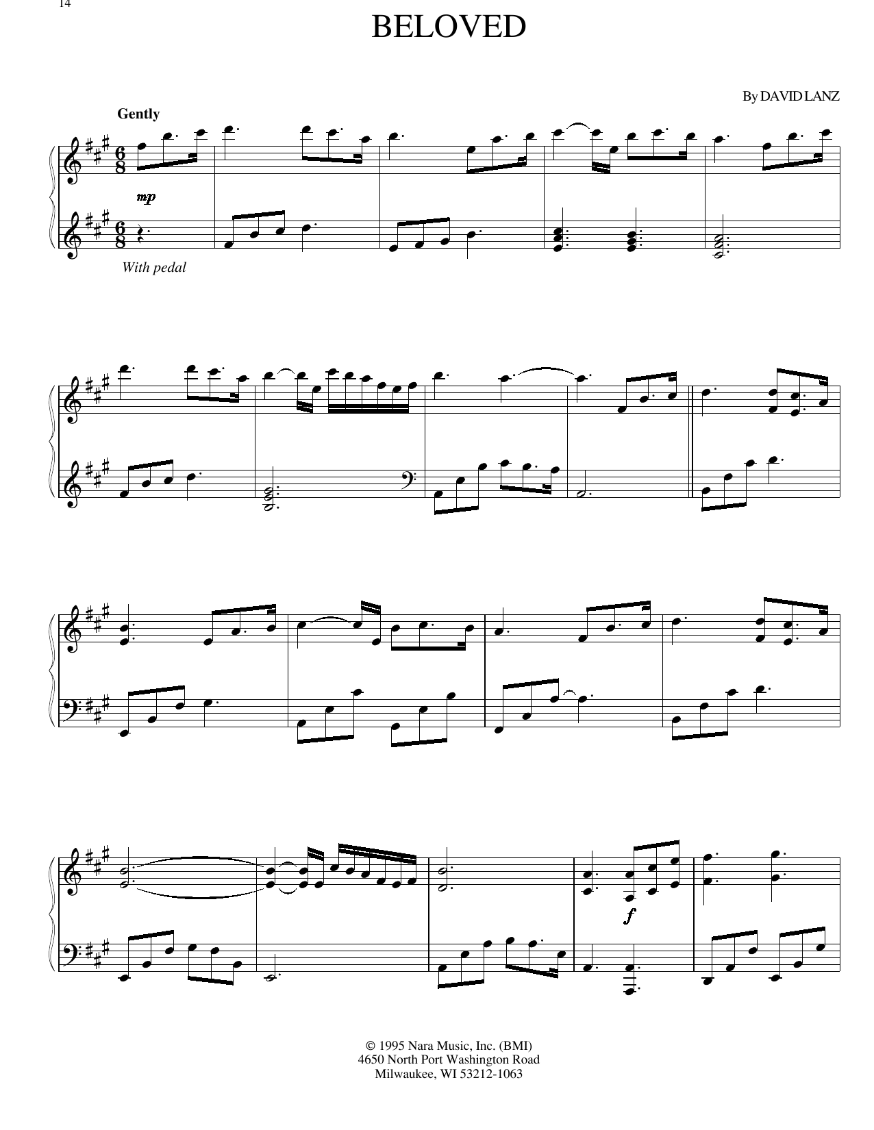 David Lanz Beloved Sheet Music Notes & Chords for Piano Solo - Download or Print PDF