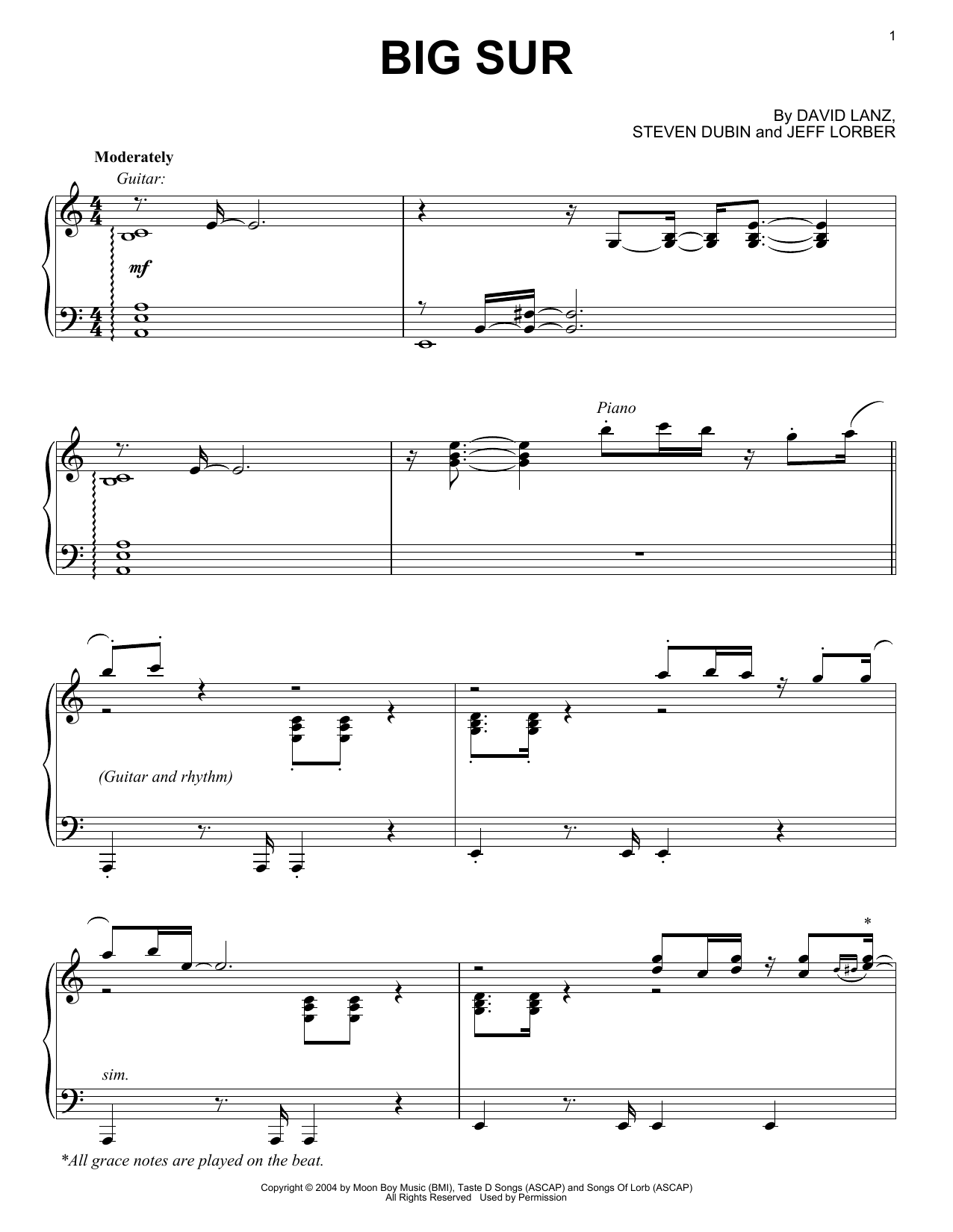 David Lanz Big Sur Sheet Music Notes & Chords for Piano Solo - Download or Print PDF