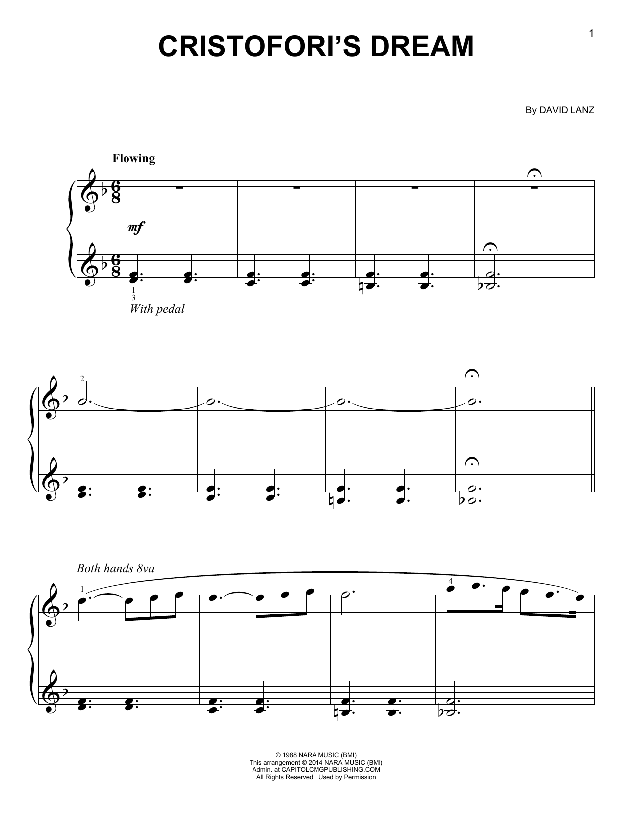 David Lanz Cristofori's Dream Sheet Music Notes & Chords for Easy Piano - Download or Print PDF