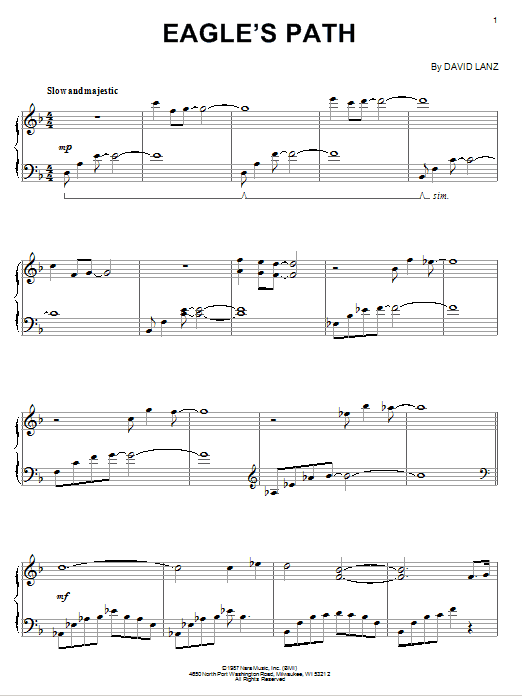 David Lanz Eagle's Path Sheet Music Notes & Chords for Piano - Download or Print PDF