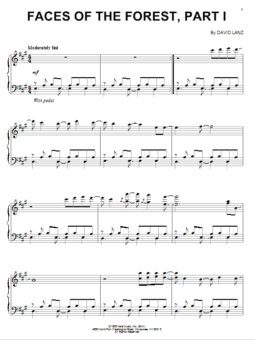 David Lanz Faces Of The Forest, Part 1 Sheet Music Notes & Chords for Piano - Download or Print PDF