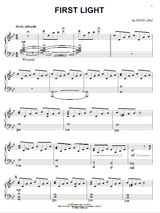 David Lanz First Light Sheet Music Notes & Chords for Piano - Download or Print PDF