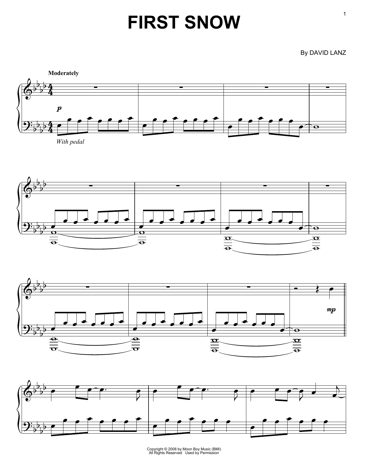 David Lanz First Snow Sheet Music Notes & Chords for Piano Solo - Download or Print PDF