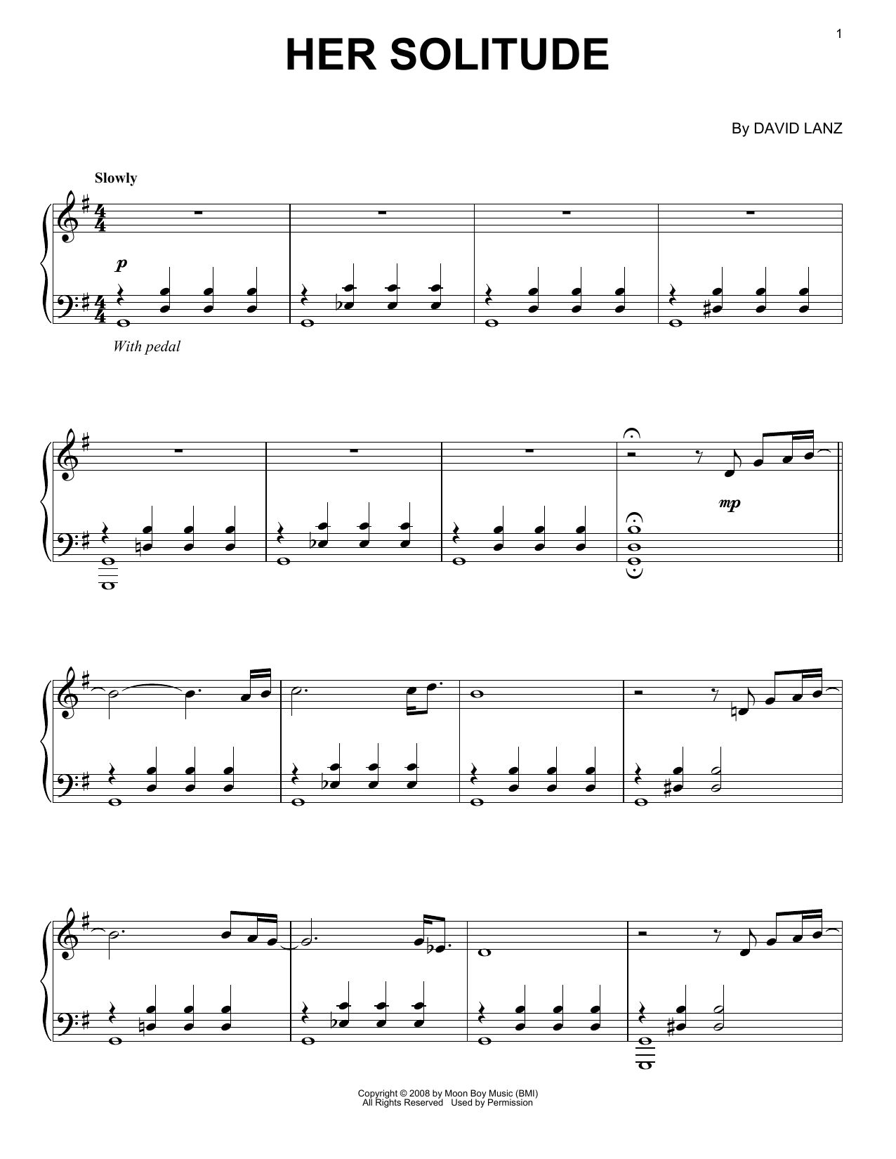 David Lanz Her Solitude Sheet Music Notes & Chords for Piano Solo - Download or Print PDF