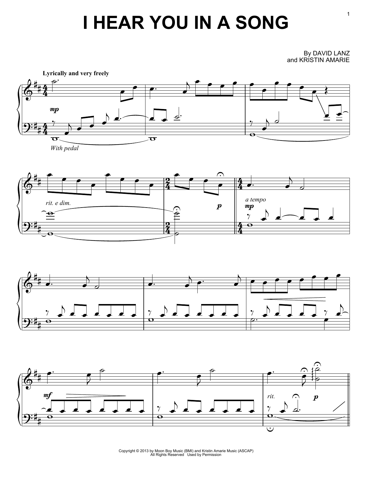 David Lanz I Hear You In A Song Sheet Music Notes & Chords for Piano Solo - Download or Print PDF