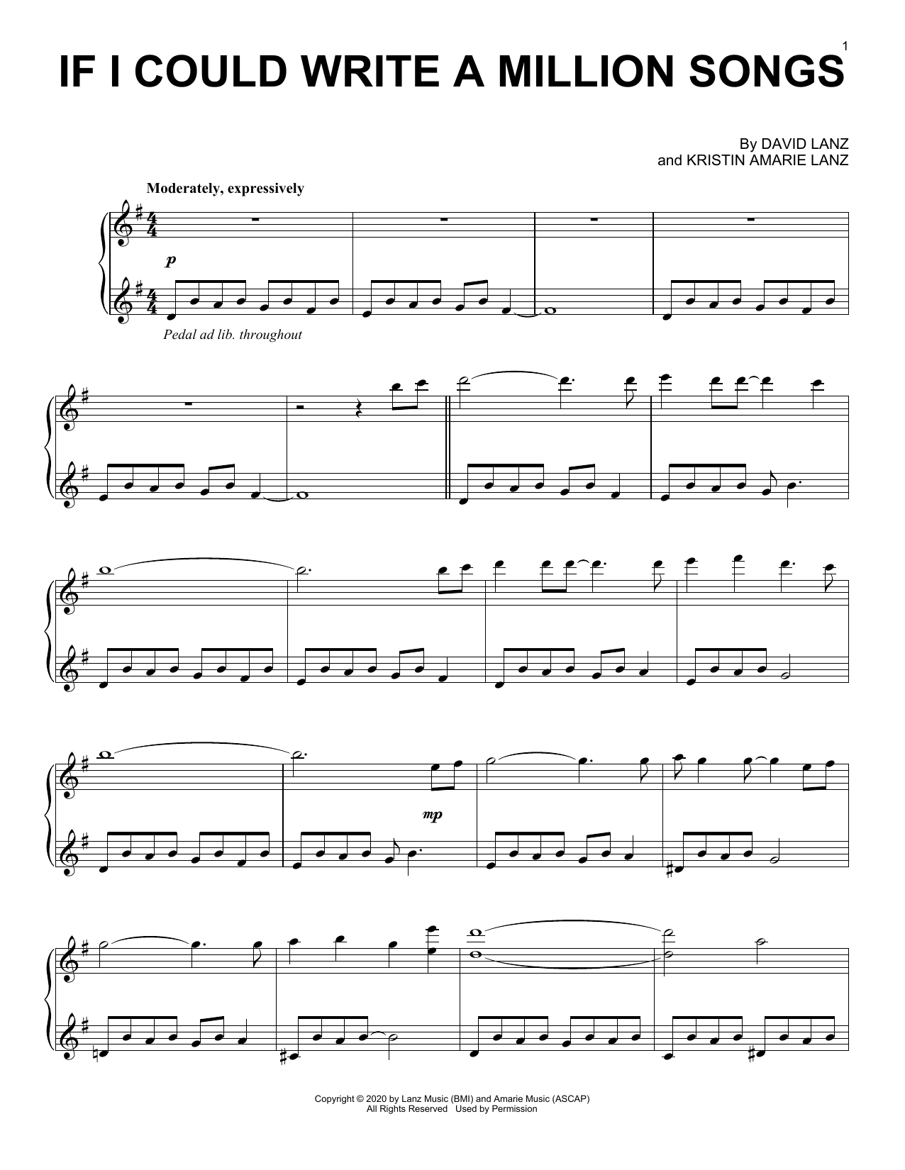 David Lanz If I Could Write A Million Songs Sheet Music Notes & Chords for Piano Solo - Download or Print PDF