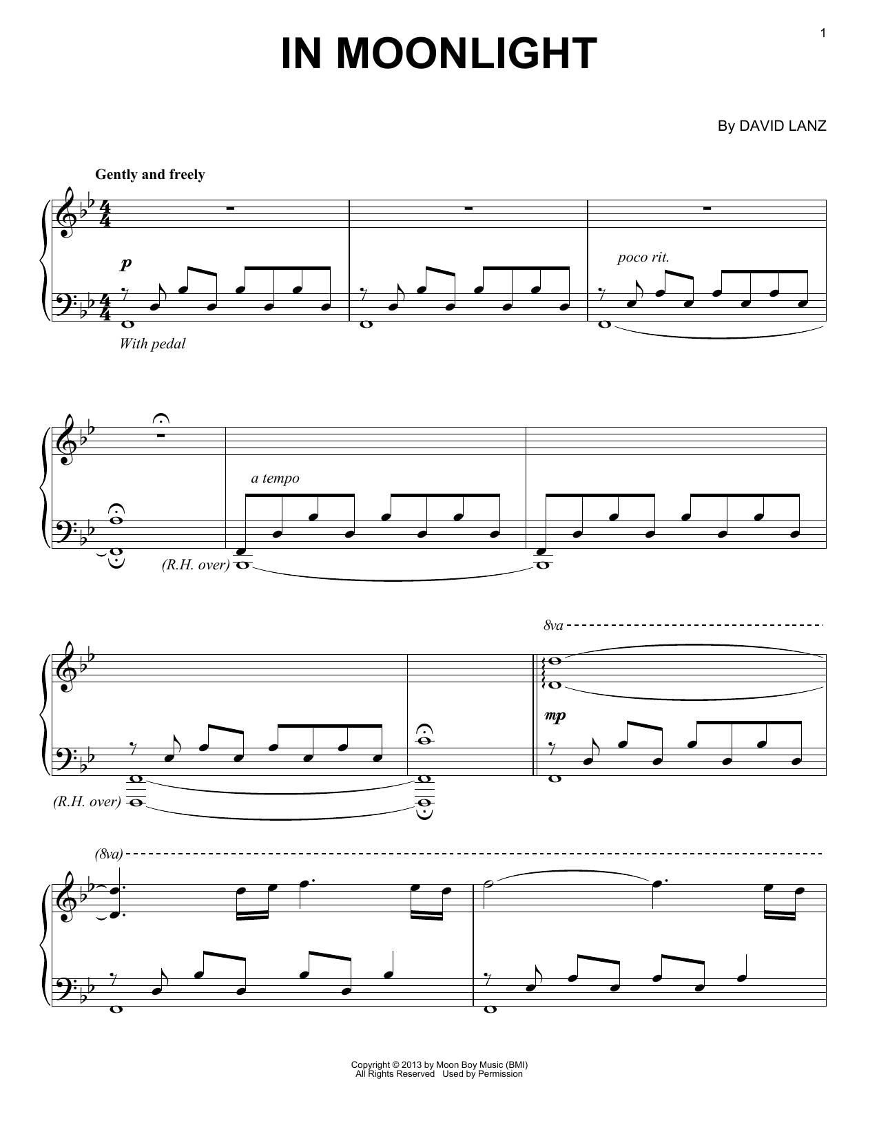 David Lanz In Moonlight Sheet Music Notes & Chords for Piano Solo - Download or Print PDF
