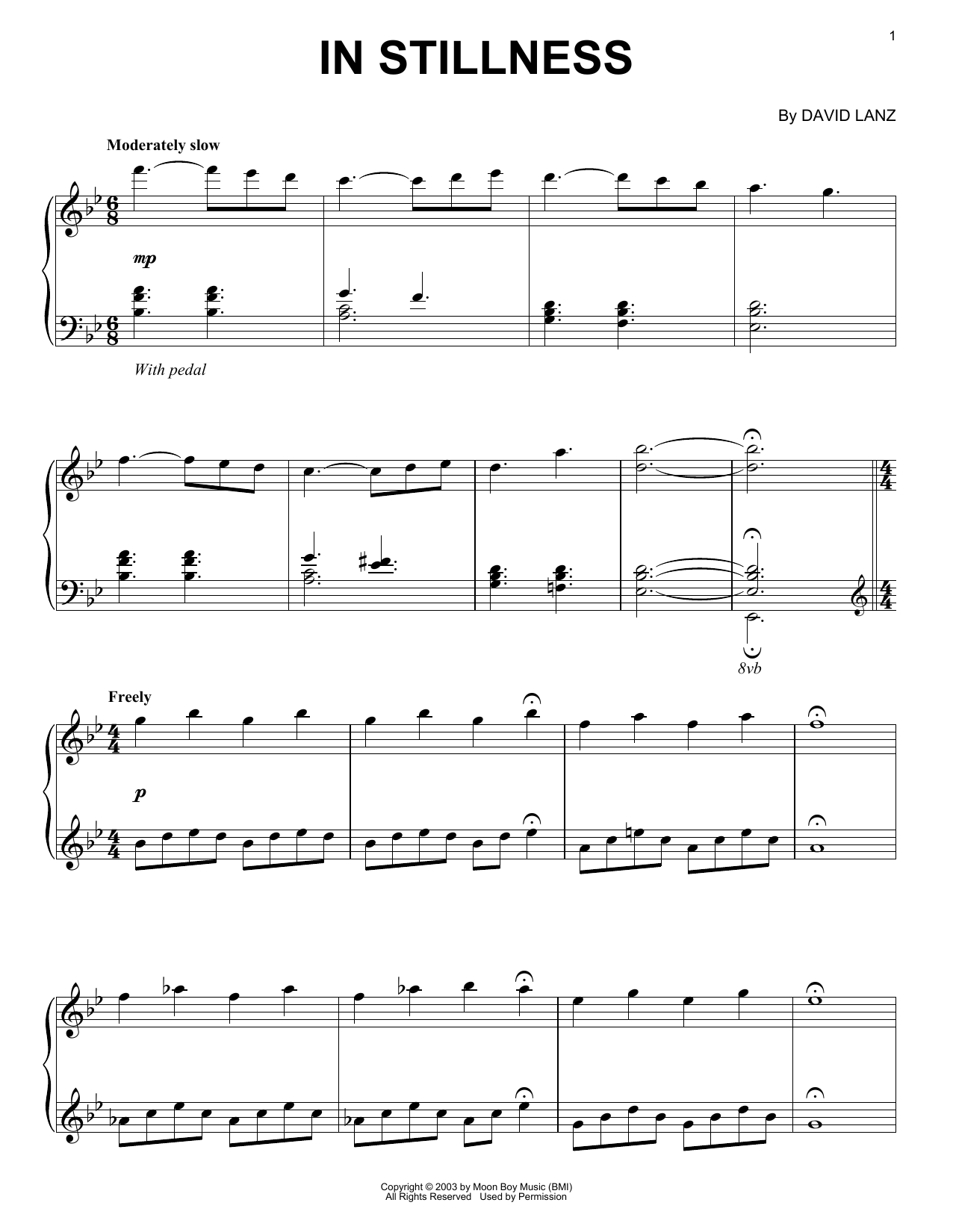David Lanz In Stillness Sheet Music Notes & Chords for Piano Solo - Download or Print PDF