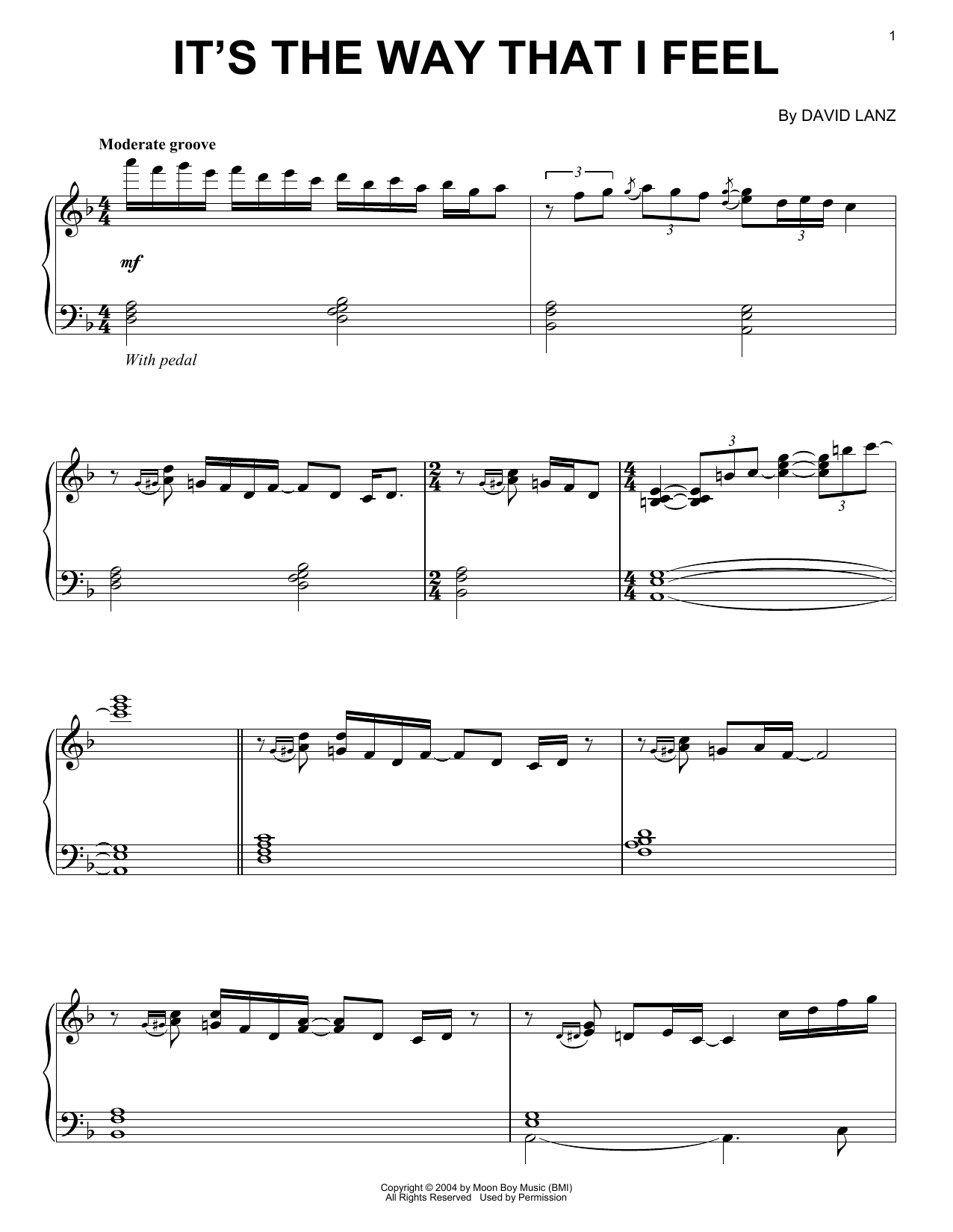 David Lanz It's The Way That I Feel Sheet Music Notes & Chords for Piano Solo - Download or Print PDF